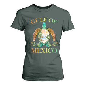 Gulf Of USA Est 2025 T Shirt For Women Funny Turtle Beach Vibe TS02 Dark Forest Green Print Your Wear