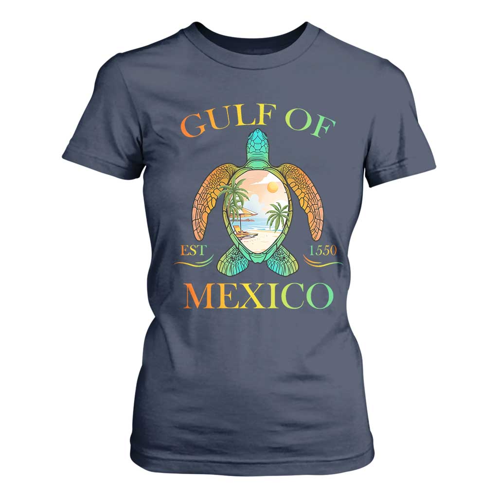 Gulf Of USA Est 2025 T Shirt For Women Funny Turtle Beach Vibe TS02 Navy Print Your Wear