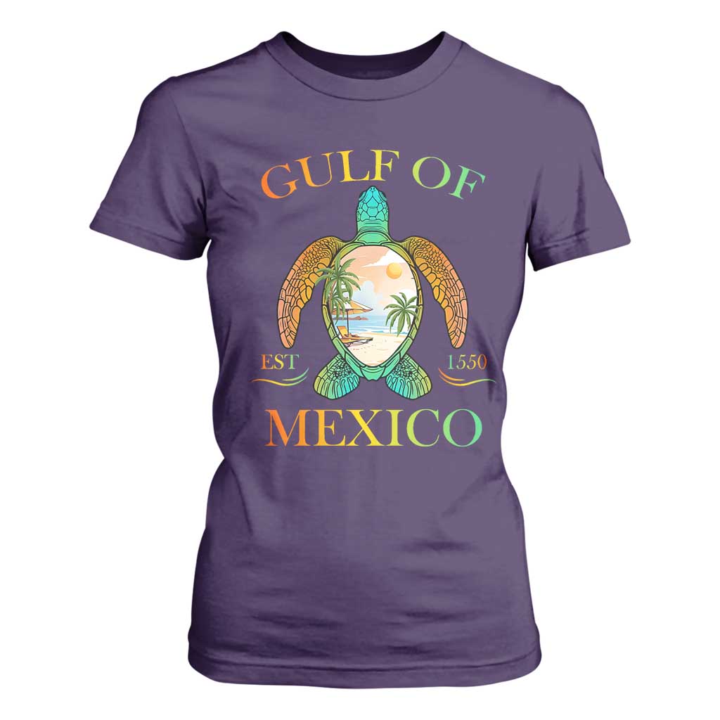 Gulf Of USA Est 2025 T Shirt For Women Funny Turtle Beach Vibe TS02 Purple Print Your Wear