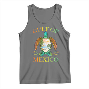 Gulf Of USA Est 2025 Tank Top Funny Turtle Beach Vibe TS02 Black Heather Print Your Wear