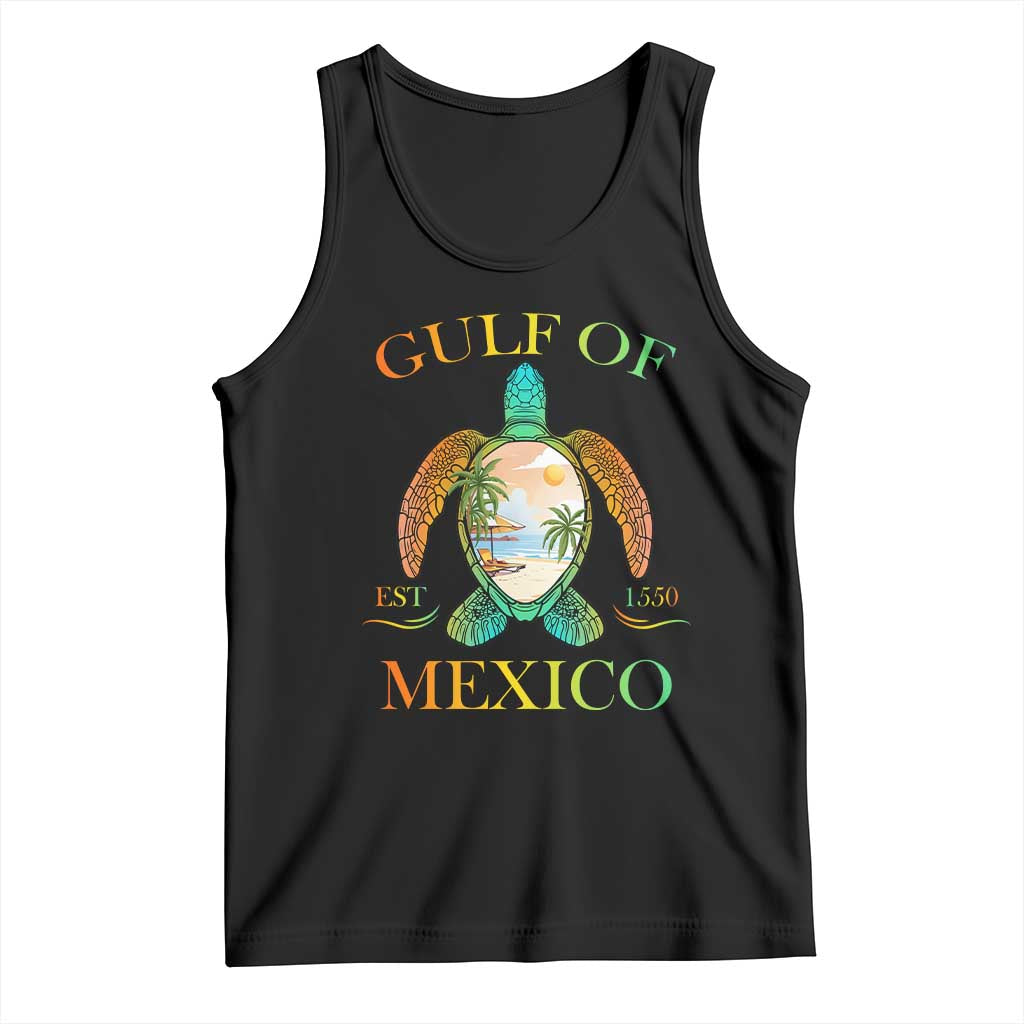 Gulf Of USA Est 2025 Tank Top Funny Turtle Beach Vibe TS02 Black Print Your Wear