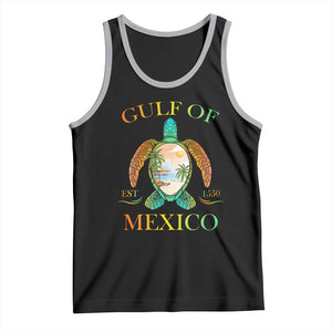 Gulf Of USA Est 2025 Tank Top Funny Turtle Beach Vibe TS02 Black Athletic Heather Print Your Wear