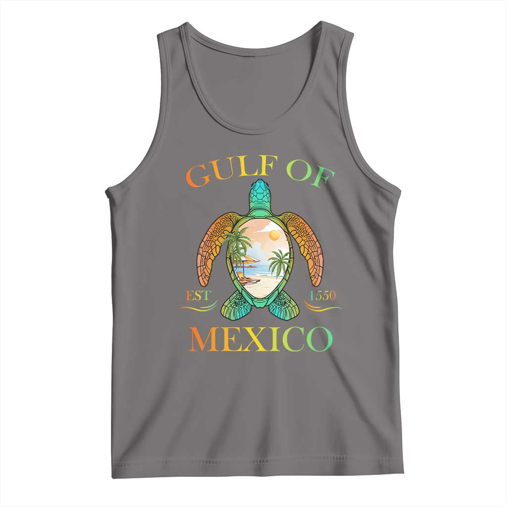 Gulf Of USA Est 2025 Tank Top Funny Turtle Beach Vibe TS02 Deep Heather Print Your Wear