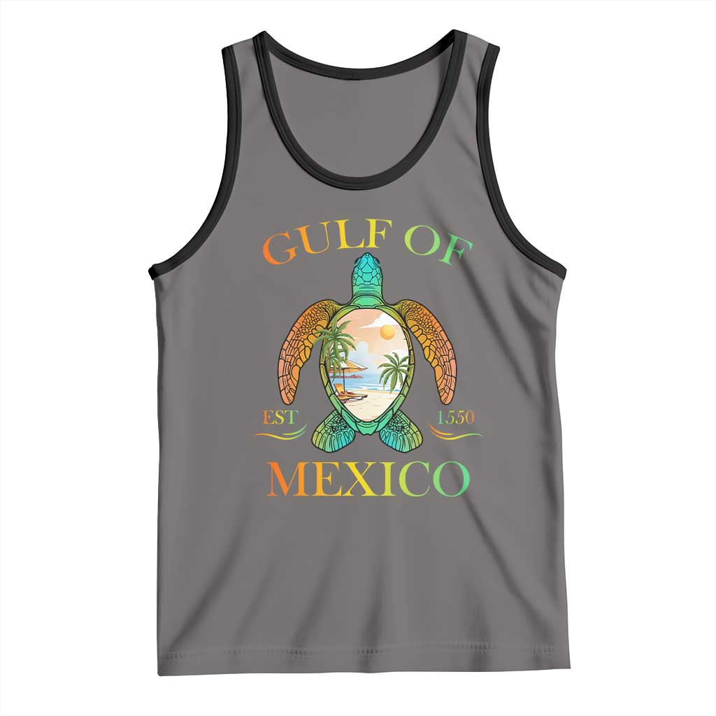 Gulf Of USA Est 2025 Tank Top Funny Turtle Beach Vibe TS02 Deep Heather Black Print Your Wear