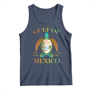 Gulf Of USA Est 2025 Tank Top Funny Turtle Beach Vibe TS02 Navy Print Your Wear
