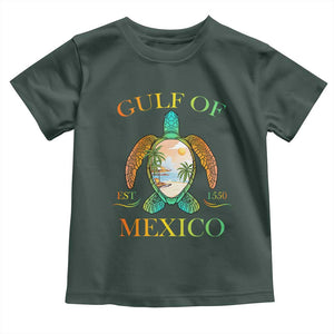 Gulf Of USA Est 2025 Toddler T Shirt Funny Turtle Beach Vibe TS02 Dark Forest Green Print Your Wear