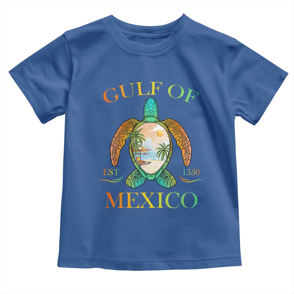 Gulf Of USA Est 2025 Toddler T Shirt Funny Turtle Beach Vibe TS02 Royal Blue Print Your Wear