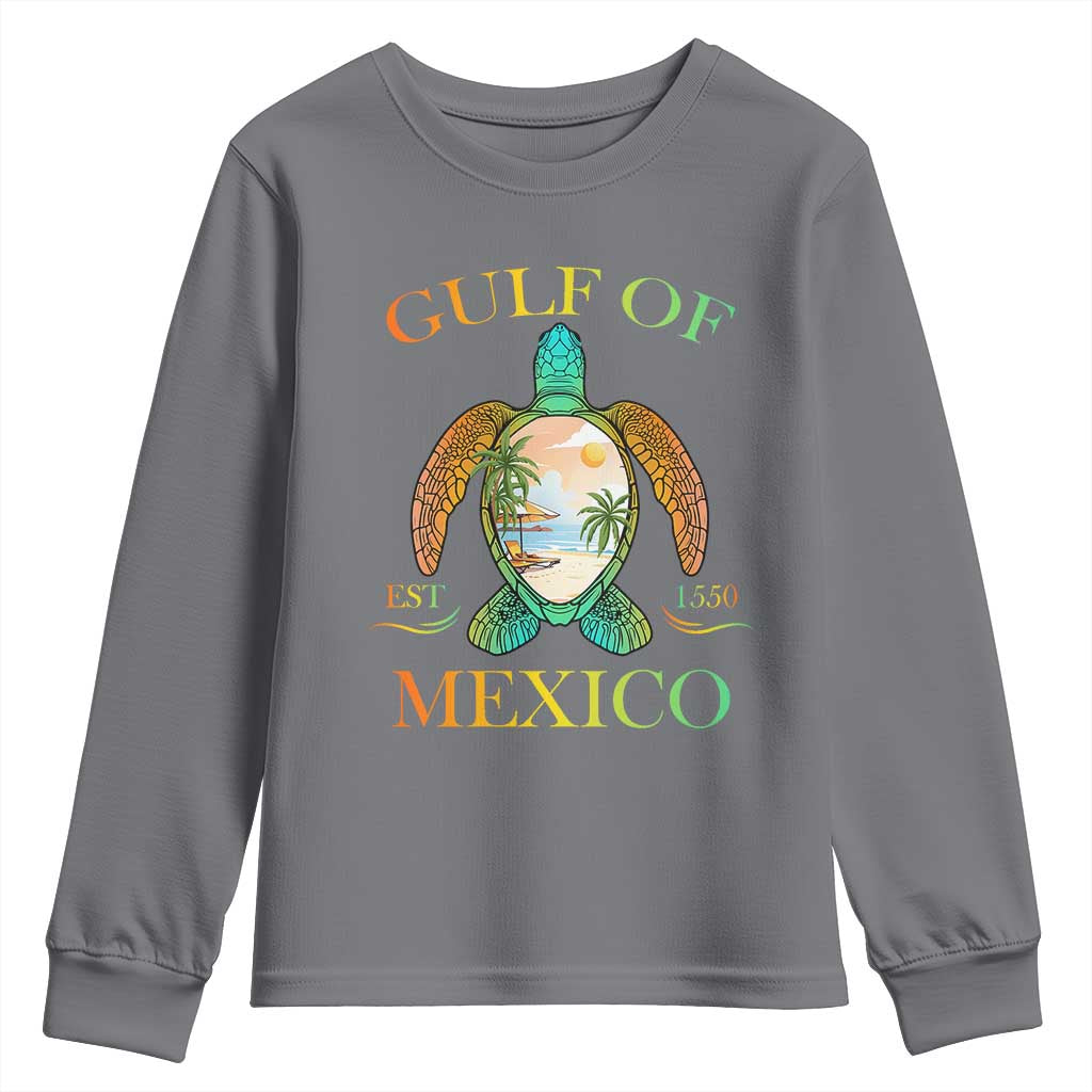 Gulf Of USA Est 2025 Youth Sweatshirt Funny Turtle Beach Vibe TS02 Charcoal Print Your Wear