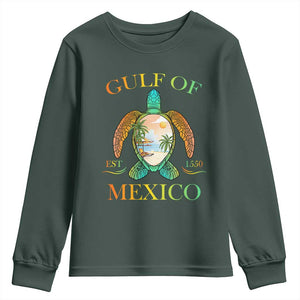 Gulf Of USA Est 2025 Youth Sweatshirt Funny Turtle Beach Vibe TS02 Dark Forest Green Print Your Wear
