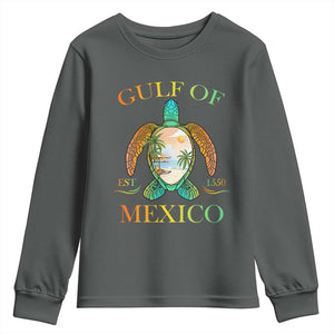 Gulf Of USA Est 2025 Youth Sweatshirt Funny Turtle Beach Vibe TS02 Dark Heather Print Your Wear