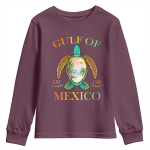 Gulf Of USA Est 2025 Youth Sweatshirt Funny Turtle Beach Vibe TS02 Maroon Print Your Wear