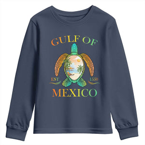 Gulf Of USA Est 2025 Youth Sweatshirt Funny Turtle Beach Vibe TS02 Navy Print Your Wear