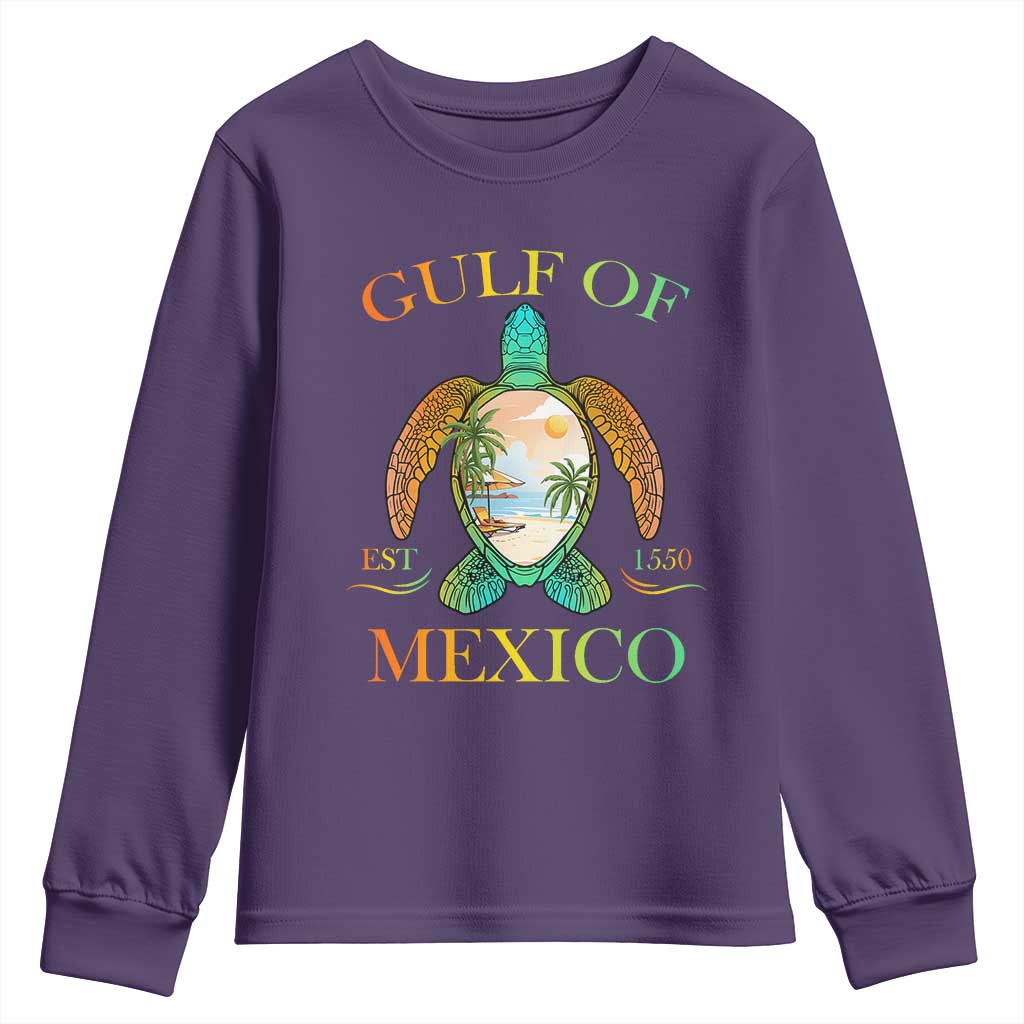 Gulf Of USA Est 2025 Youth Sweatshirt Funny Turtle Beach Vibe TS02 Purple Print Your Wear