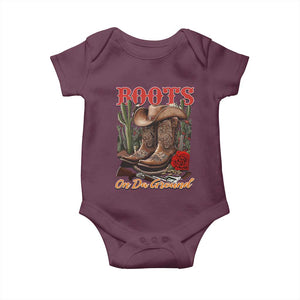 Boots On The Ground Baby Onesie Cowgirl Line Dance Western Cowboy TS02 Maroon Print Your Wear