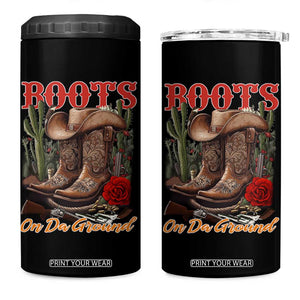 Boots On The Ground 4 in 1 Can Cooler Tumbler Cowgirl Line Dance Western Cowboy TS02 One Size: 16 oz Black Print Your Wear