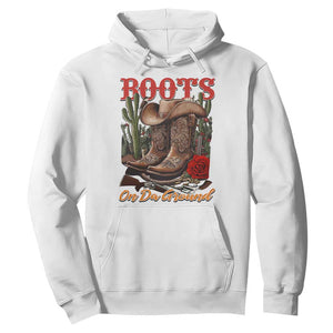 Boots On The Ground Hoodie Cowgirl Line Dance Western Cowboy TS02 White Print Your Wear
