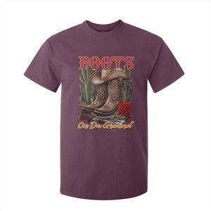 Boots On The Ground T Shirt For Kid Cowgirl Line Dance Western Cowboy TS02 Maroon Print Your Wear