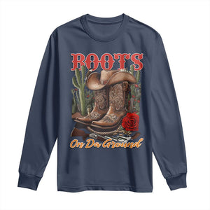 Boots On The Ground Long Sleeve Shirt Cowgirl Line Dance Western Cowboy TS02 Navy Print Your Wear