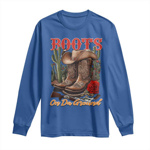 Boots On The Ground Long Sleeve Shirt Cowgirl Line Dance Western Cowboy TS02 Royal Blue Print Your Wear