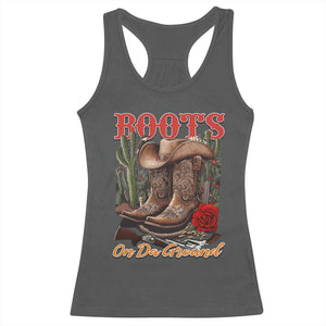 Boots On The Ground Racerback Tank Top Cowgirl Line Dance Western Cowboy TS02 Dark Heather Print Your Wear