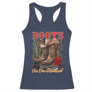 Boots On The Ground Racerback Tank Top Cowgirl Line Dance Western Cowboy TS02 Navy Print Your Wear