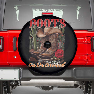 Boots On The Ground Spare Tire Cover Cowgirl Line Dance Western Cowboy TS02 Black Print Your Wear