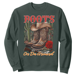 Boots On The Ground Sweatshirt Cowgirl Line Dance Western Cowboy TS02 Dark Forest Green Print Your Wear