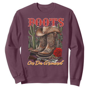 Boots On The Ground Sweatshirt Cowgirl Line Dance Western Cowboy TS02 Maroon Print Your Wear