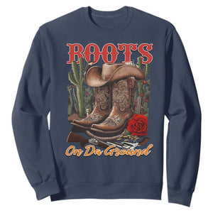 Boots On The Ground Sweatshirt Cowgirl Line Dance Western Cowboy TS02 Navy Print Your Wear