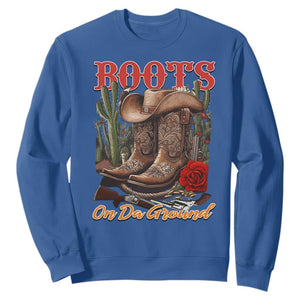 Boots On The Ground Sweatshirt Cowgirl Line Dance Western Cowboy TS02 Royal Blue Print Your Wear