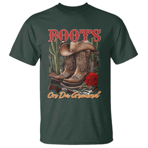 Boots On The Ground T Shirt Cowgirl Line Dance Western Cowboy TS02 Dark Forest Green Print Your Wear