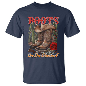 Boots On The Ground T Shirt Cowgirl Line Dance Western Cowboy TS02 Navy Print Your Wear