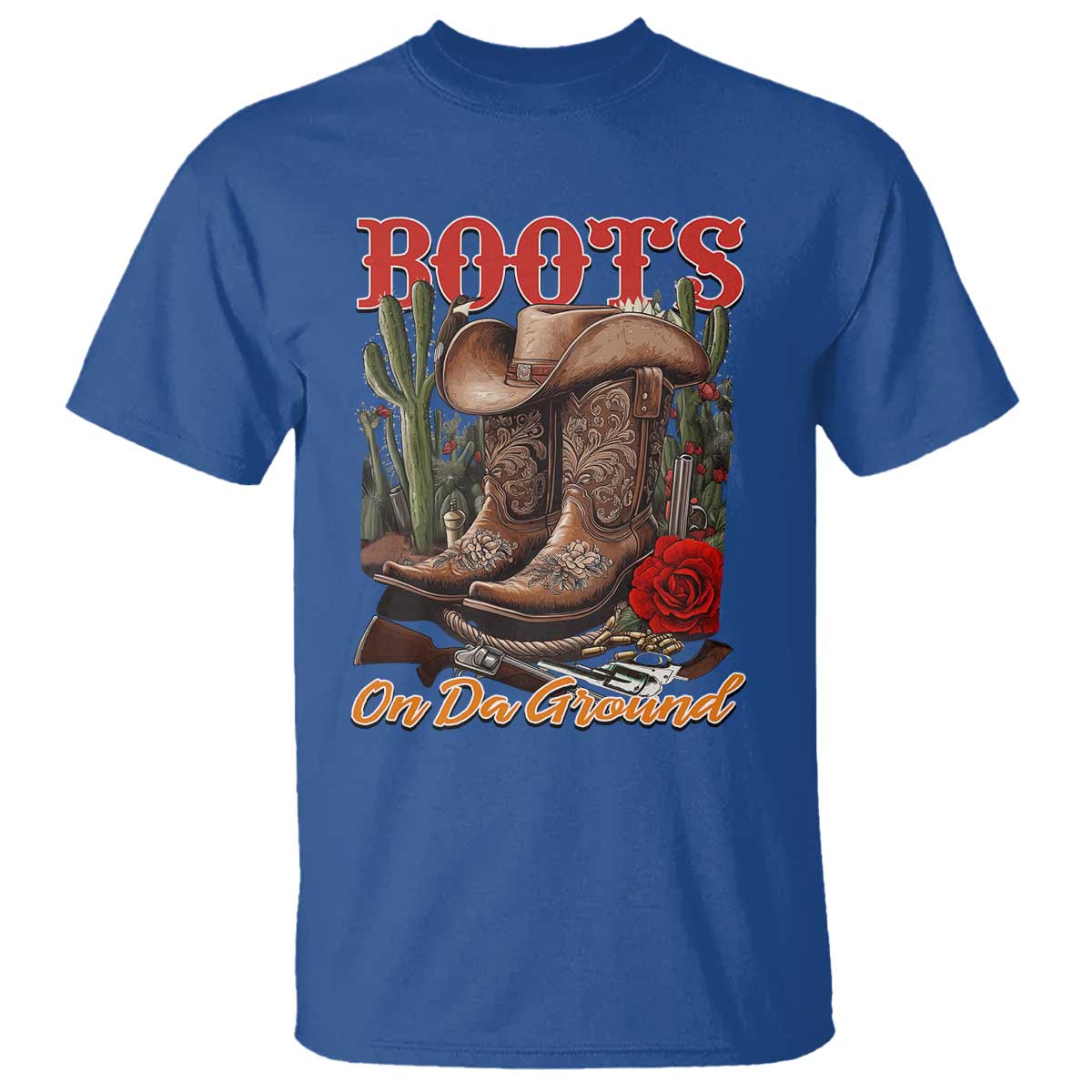Boots On The Ground T Shirt Cowgirl Line Dance Western Cowboy TS02 Royal Blue Print Your Wear