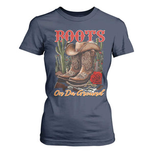 Boots On The Ground T Shirt For Women Cowgirl Line Dance Western Cowboy TS02 Navy Print Your Wear