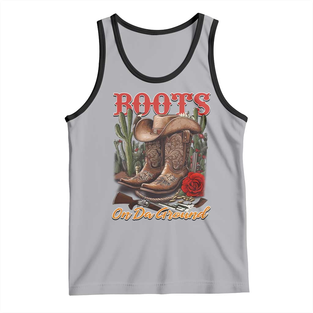 Boots On The Ground Tank Top Cowgirl Line Dance Western Cowboy TS02 Athletic Heather Black Print Your Wear