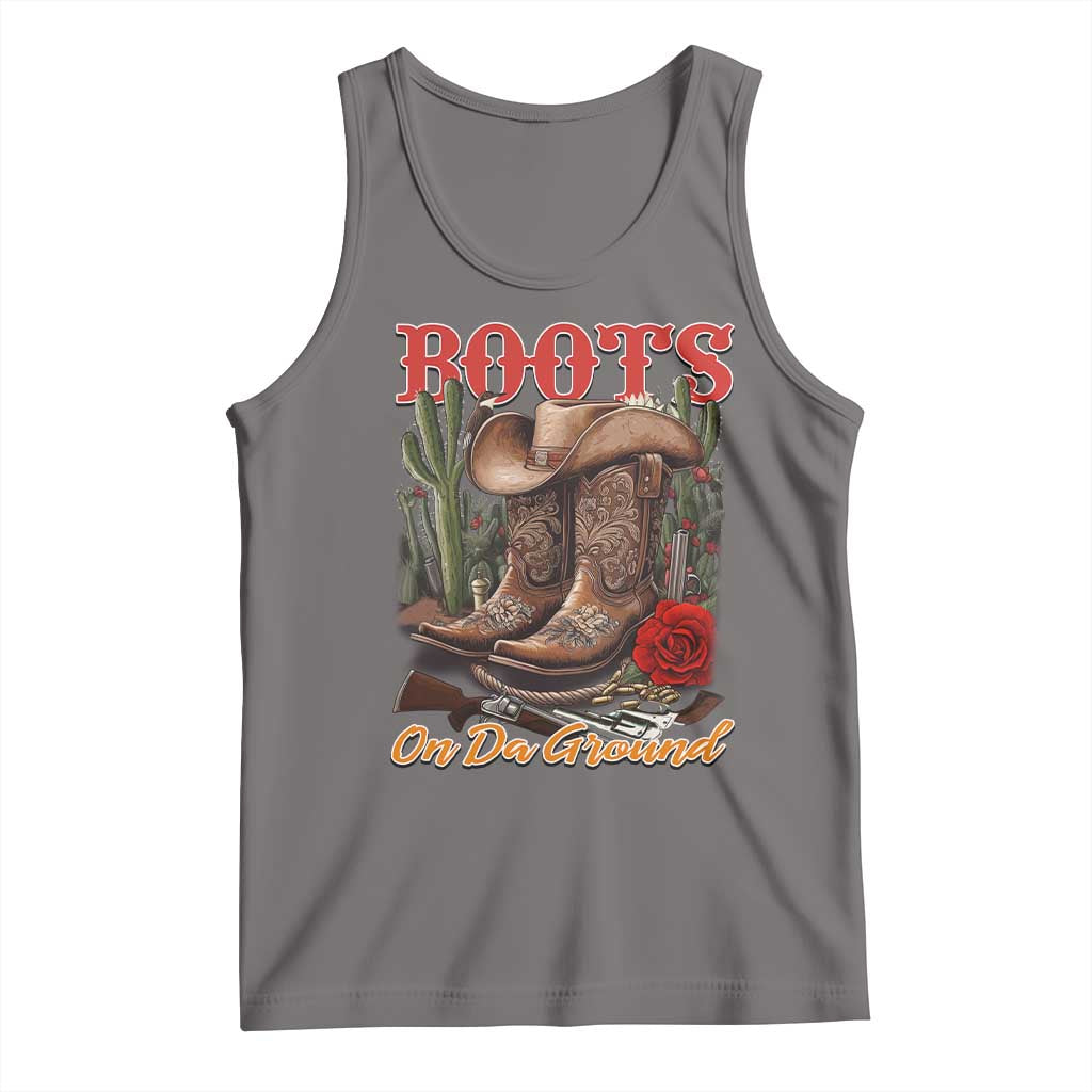 Boots On The Ground Tank Top Cowgirl Line Dance Western Cowboy TS02 Deep Heather Print Your Wear