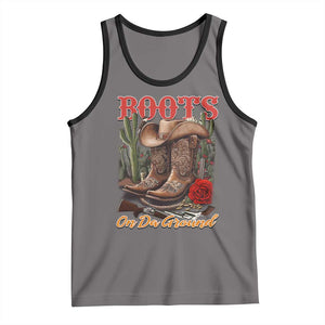 Boots On The Ground Tank Top Cowgirl Line Dance Western Cowboy TS02 Deep Heather Black Print Your Wear