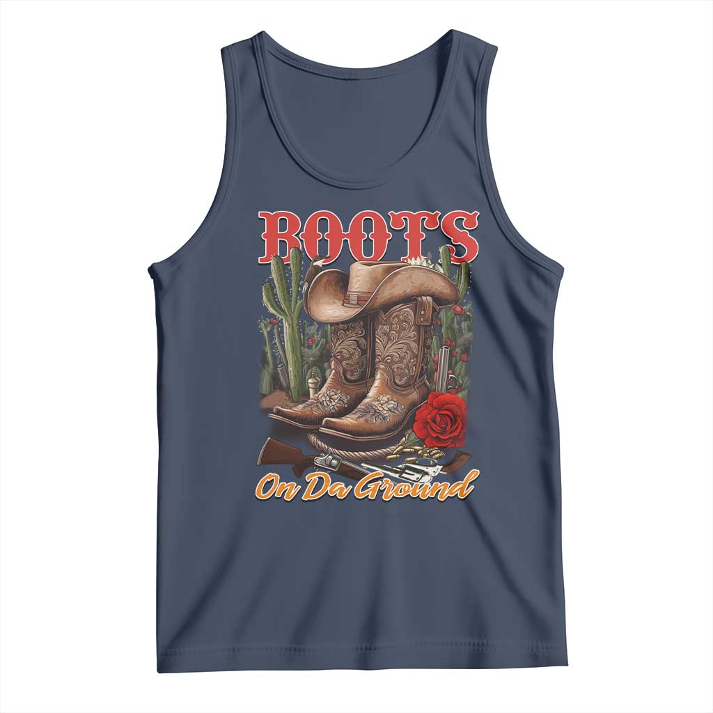 Boots On The Ground Tank Top Cowgirl Line Dance Western Cowboy TS02 Navy Print Your Wear