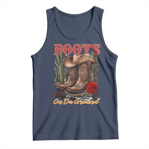 Boots On The Ground Tank Top Cowgirl Line Dance Western Cowboy TS02 Navy Print Your Wear