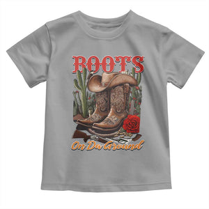 Boots On The Ground Toddler T Shirt Cowgirl Line Dance Western Cowboy TS02 Sport Gray Print Your Wear