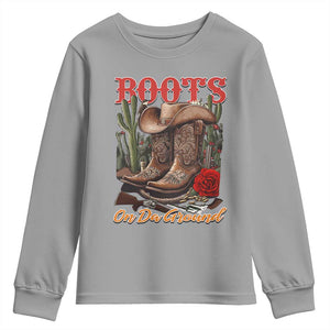 Boots On The Ground Youth Sweatshirt Cowgirl Line Dance Western Cowboy TS02 Sport Gray Print Your Wear