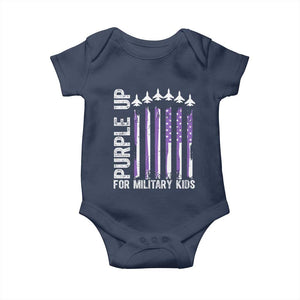 Purple Up For Military Kids Baby Onesie American Flag Air Force Military Child Month TS02 Navy Print Your Wear