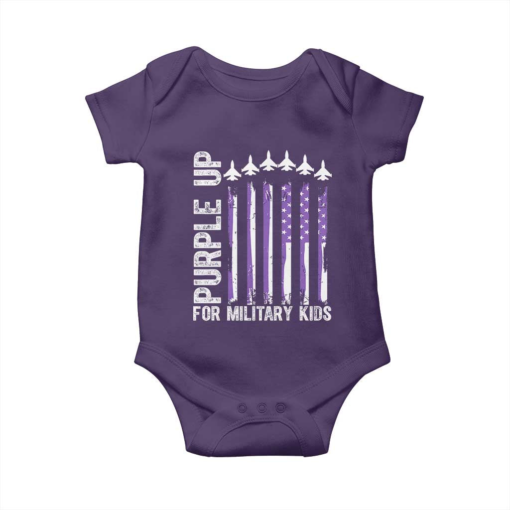 Purple Up For Military Kids Baby Onesie American Flag Air Force Military Child Month TS02 Purple Print Your Wear