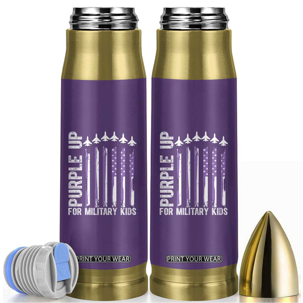Purple Up For Military Kids Bullet Tumbler American Flag Air Force Military Child Month TS02 Purple Print Your Wear