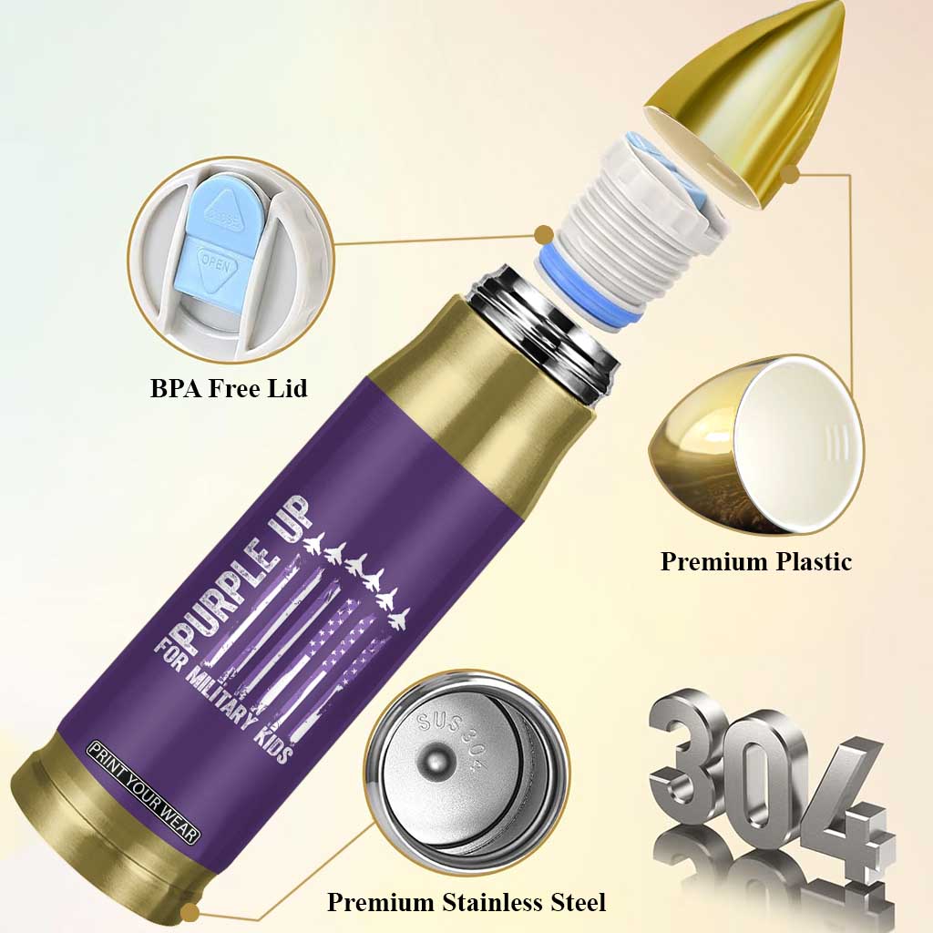 Purple Up For Military Kids Bullet Tumbler American Flag Air Force Military Child Month TS02 Print Your Wear