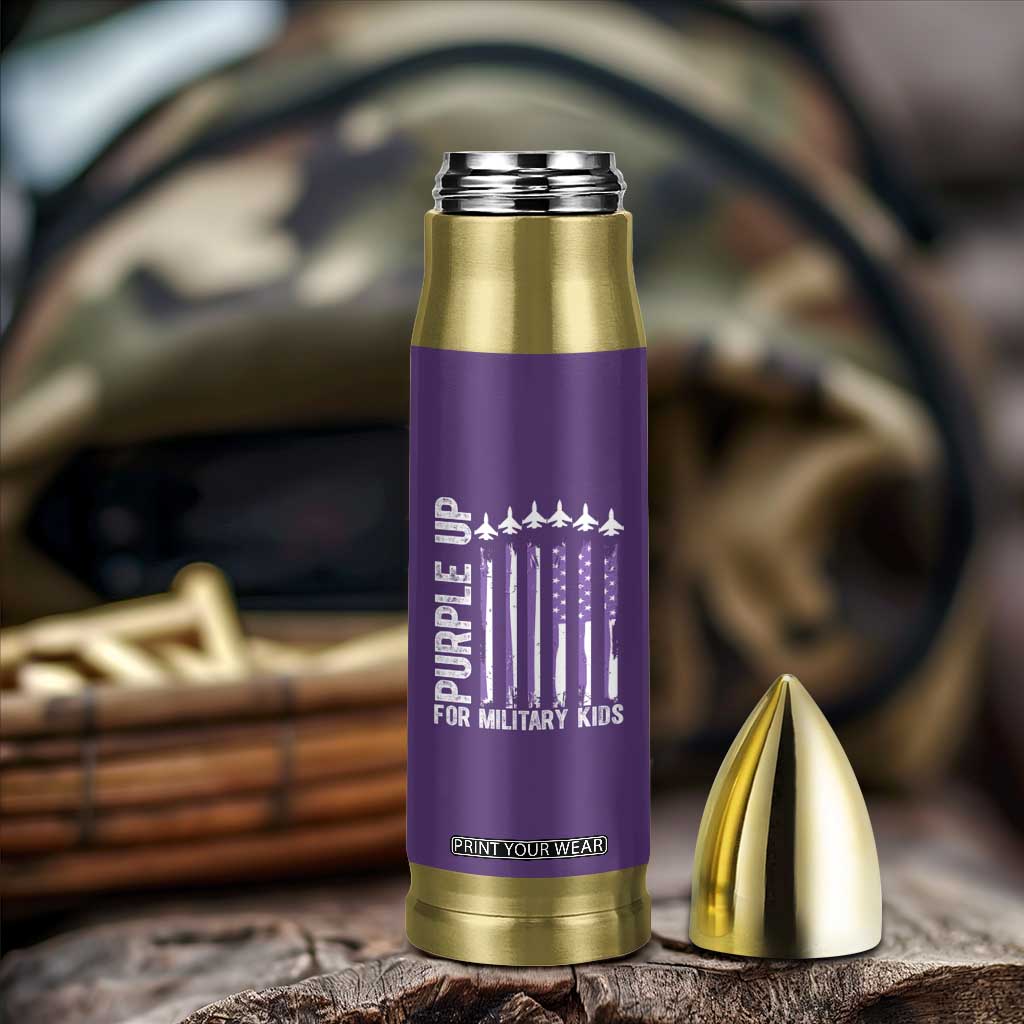 Purple Up For Military Kids Bullet Tumbler American Flag Air Force Military Child Month TS02 Print Your Wear
