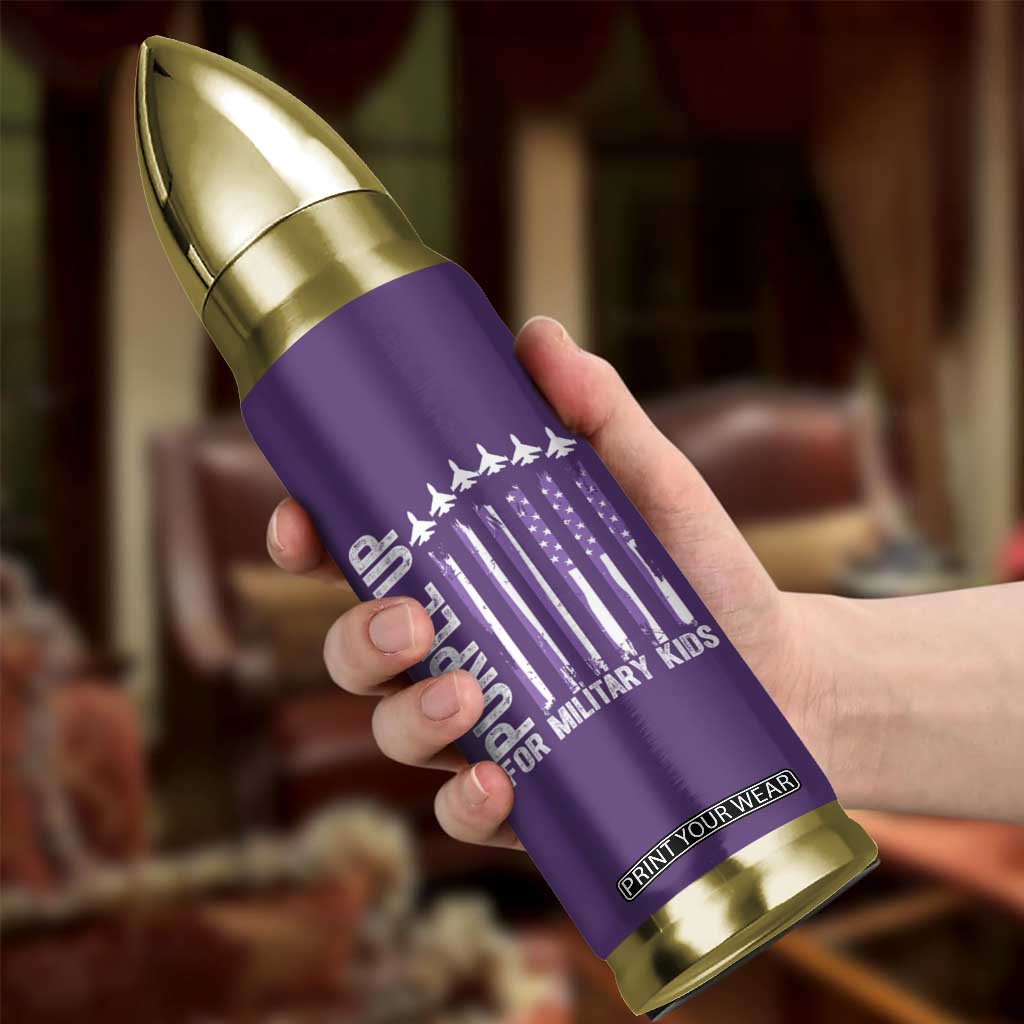 Purple Up For Military Kids Bullet Tumbler American Flag Air Force Military Child Month TS02 Print Your Wear