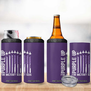 Purple Up For Military Kids 4 in 1 Can Cooler Tumbler American Flag Air Force Military Child Month TS02 Print Your Wear
