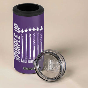 Purple Up For Military Kids 4 in 1 Can Cooler Tumbler American Flag Air Force Military Child Month TS02 Print Your Wear