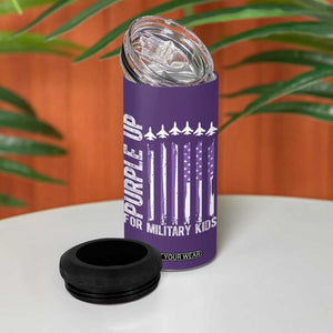Purple Up For Military Kids 4 in 1 Can Cooler Tumbler American Flag Air Force Military Child Month TS02 Print Your Wear